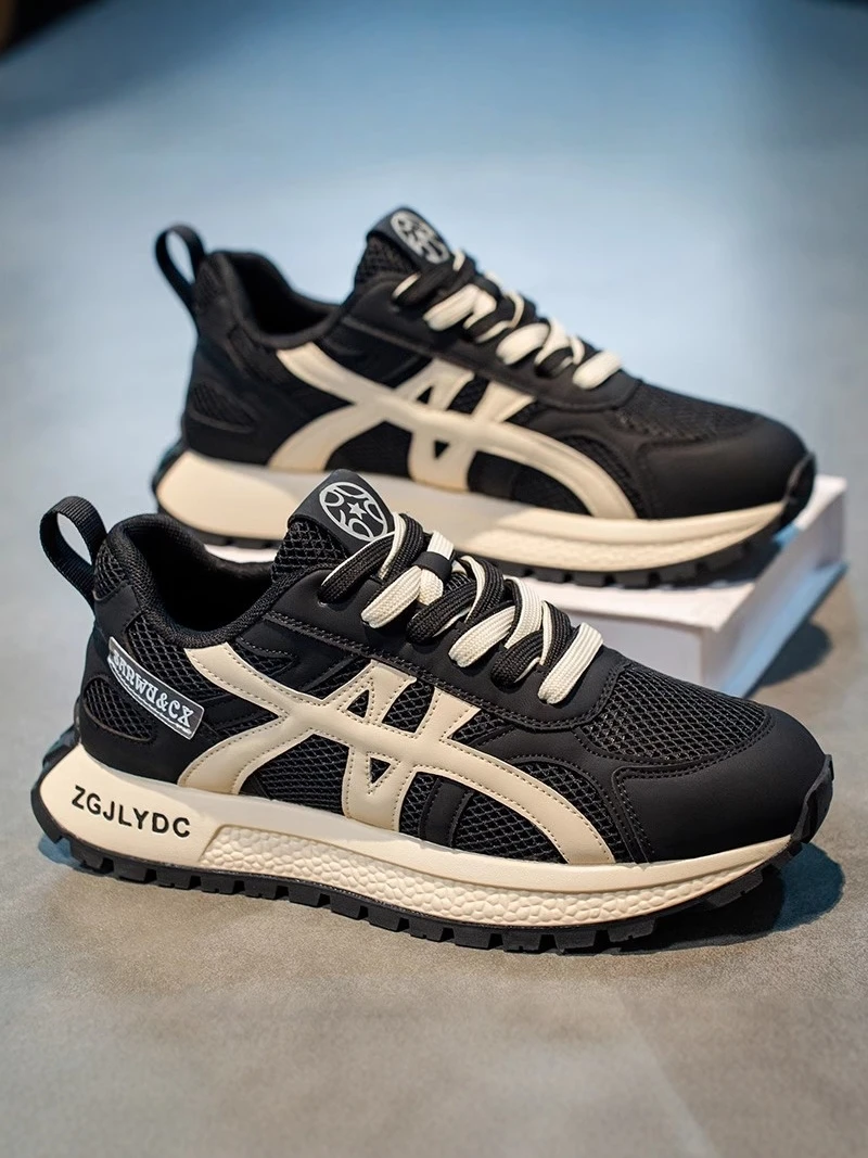 

Pu'er Men's Shoes 2026 New Summer Mesh Breathable Casual Sports Shoes Labor Protection Work Thick Bottom Black Dad Shoes