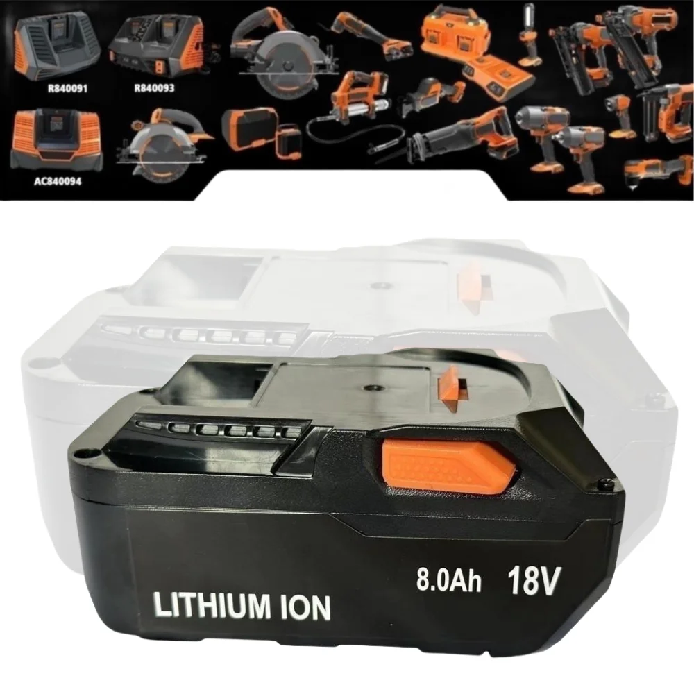 New 18V 8000mAh Rechargeable Lithium-ion Battery Suitable for Ritchie 18V Power Tool Battery Replacement