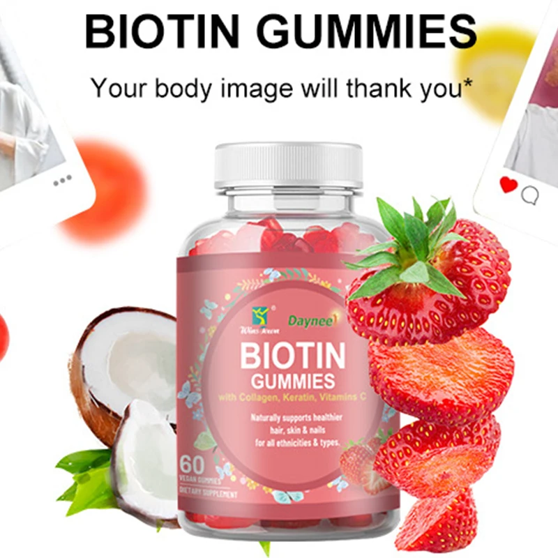 

1 Bottle Of Biotin Soft Candy Supplements Vitamins And Collagen Revitalizing Skin And Dense Hair To Improve Metabolism