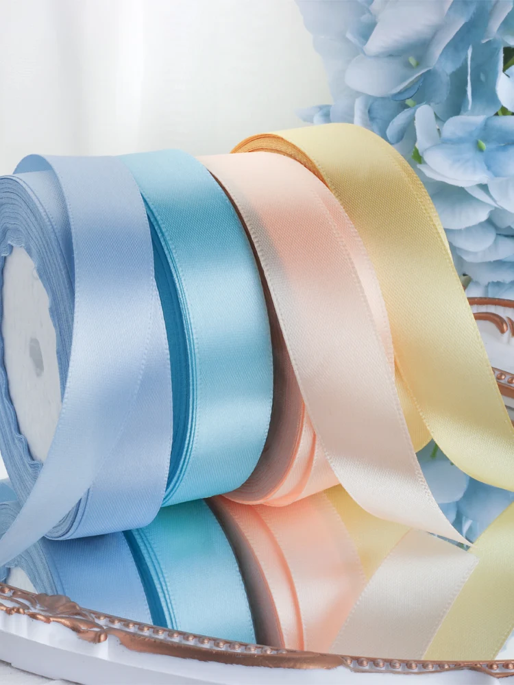 Satin Double Faced Ribbon for Gift Wrapping,Satin Wedding Bouquet,Holiday Decorating, 2cm, 24Yd Silk