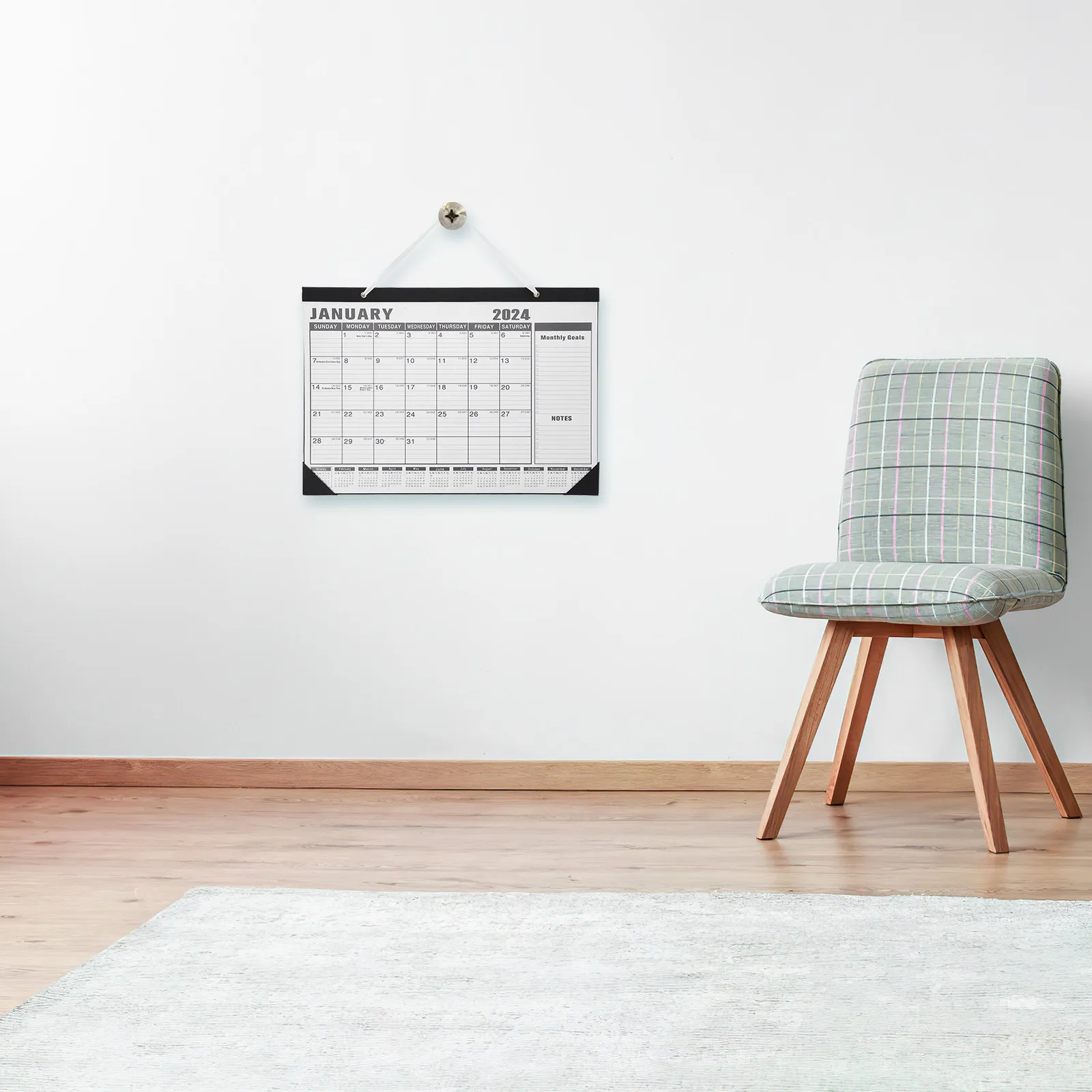 Hanging Wall Calendar 2024 Monthly Noting Calendar Lightweight Compact Design for Office Home Study Room Daily Planning Reminder