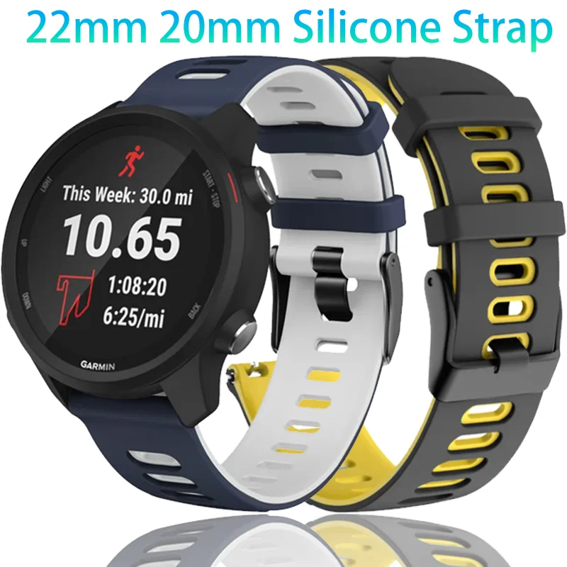 22mm 20mm Silicone Strap For Samsung Galaxy Watch 7/6/5/4 Two-tone Bracelet Huawei Watch GT6-5-4-3 Pro Amazfit GTR/GTS Accessory