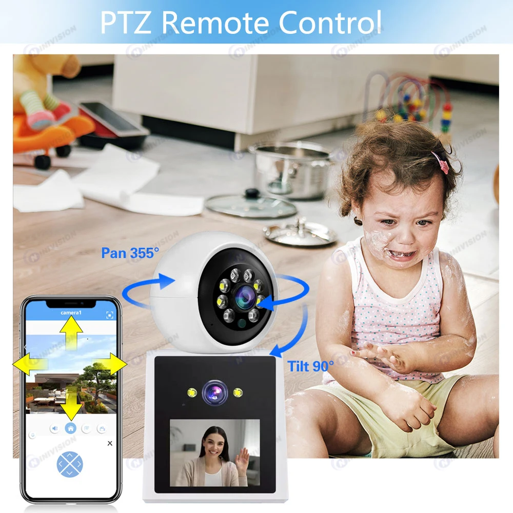 4K 8MP Dual Lens 2.4 Inch Wifi Video Call Camera Baby Monitor Audio Home Security Camera Smart Home Indoor O-Kam Wireless PTZ