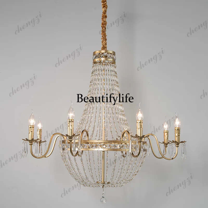American living room chandelier bedroom French light luxury wrought iron villa creative personality post-modern gold