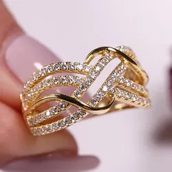 New Fashion Finger Jewelry Ring Female Gorgeous Engagement Party Accessories with Brilliant Cubic Zirconia Wedding