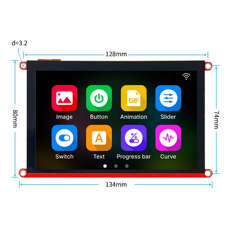 GUITION HMI interface screen 5.0 inch capacitive touch IPS or without touch 800x480 400MHz dominant frequency software editing