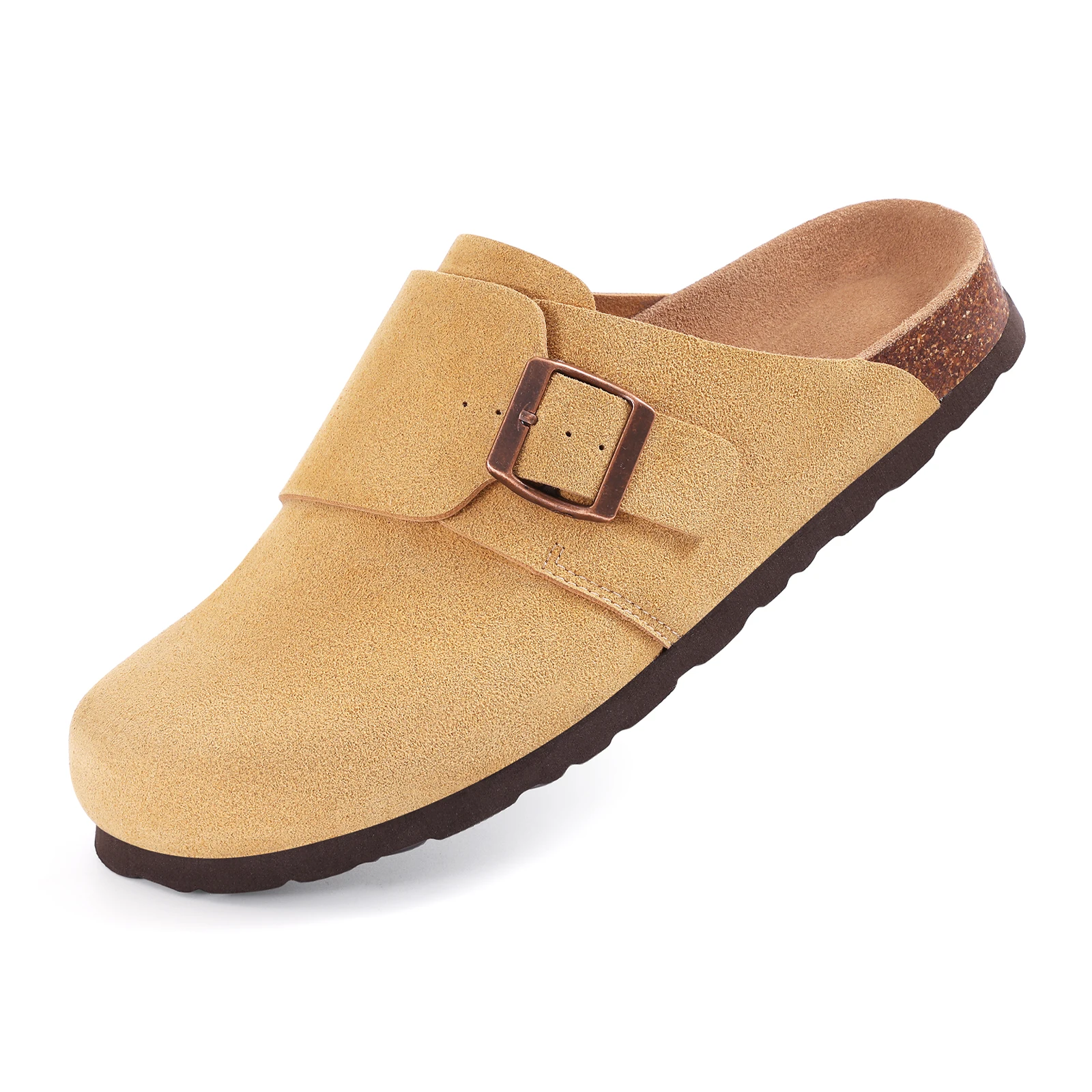 Gacimy Women's Cork Clogs – Fashionable Cow Suede Mules With Arch Support, CozyCork Insole, Outdoor Beach Shoes_voghion.com