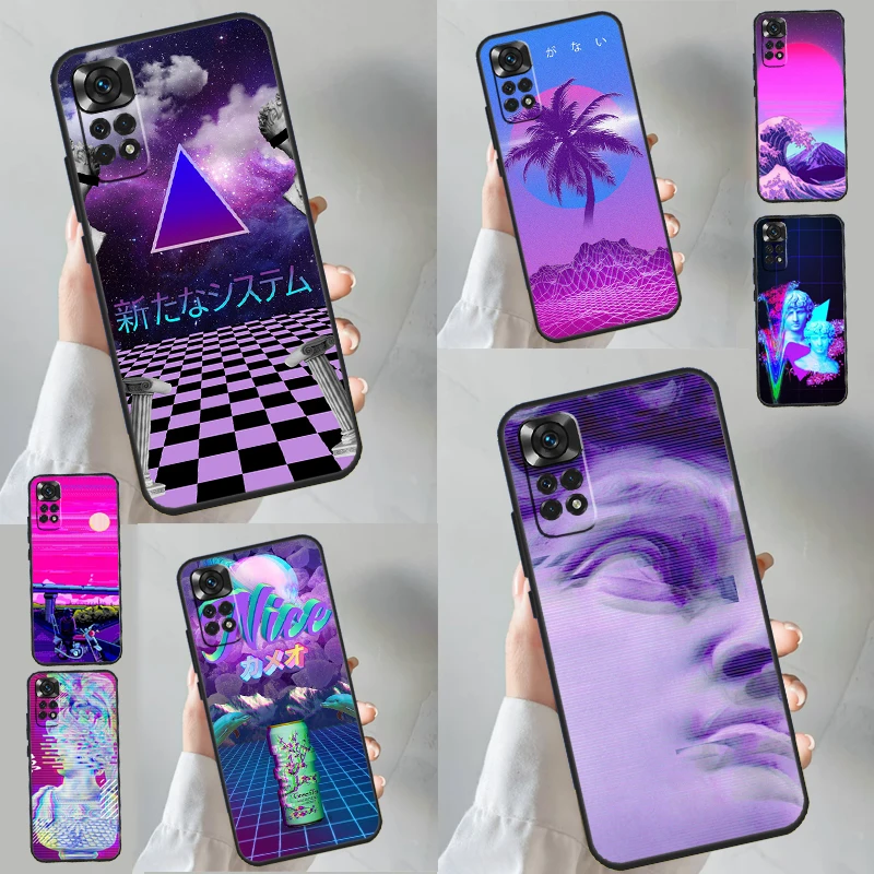 Vaporwave Art Case For Xiaomi Redmi Note 13 Pro 8 9 10 11 12 Pro 12S 11S 10S Redmi 12 10C 12C 13C Coque