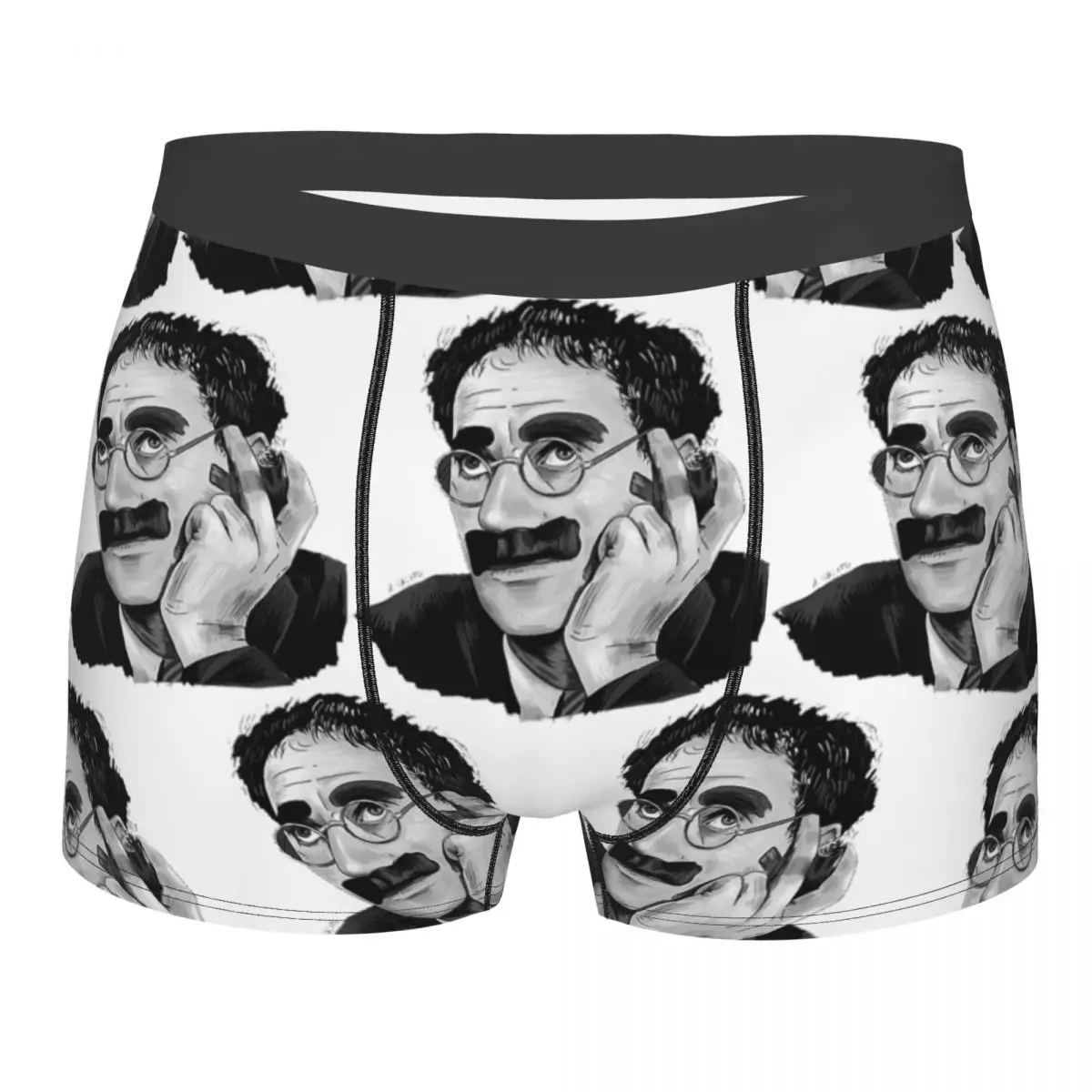 Boxer Underpants Shorts Groucho Marx Portrait Illustration By Burro Panties Men Breathable Underwear Homme Man Boyfriend Gifts