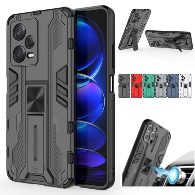 For Redmi Note 12 Pro 5G Case Magnetic Car Holder Stand Armor Phone Cases For Xiaomi Redmi Note12 Pro Plus Camera Protect Cover