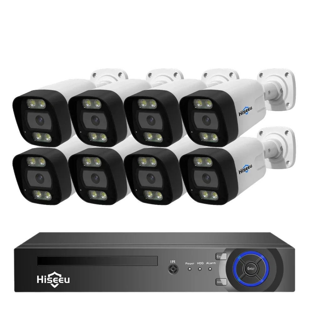 

8-мегапиксельная IP-камера 4k, полноцветная система ночного видения, комплект видеонаблюдения для домашней безопасности, видеонаблюдение, 8-канальная система NVR, уличная система видеонаблюдения POE