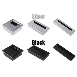 Aluminum Alloy Wire Cable Grommet Hole Cover PC Office Table Desk Rectangle Outlet Port with Black Brush Practical