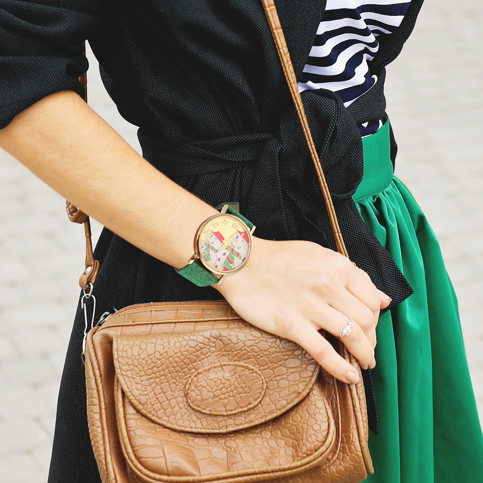 1 قطعة ساعة عيد الميلاد ثلج نمط ساعة جميلة هدية مشرق اللون حزام قابل للتعديل مريحة حياة طويلة #2