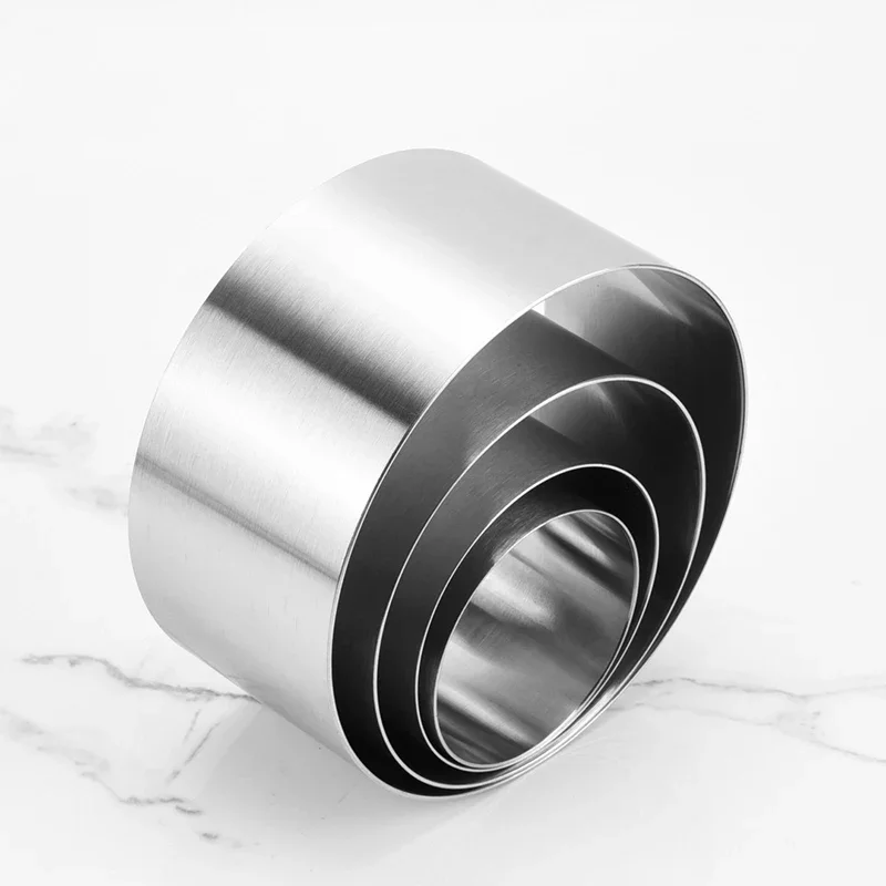 

4pcs Stainless Steel Mousse Ring 5/6/8/10cm Cheese Thousand Layer Mold Rounds Mousse Cake Dessert Decor Baking Tool Accessories