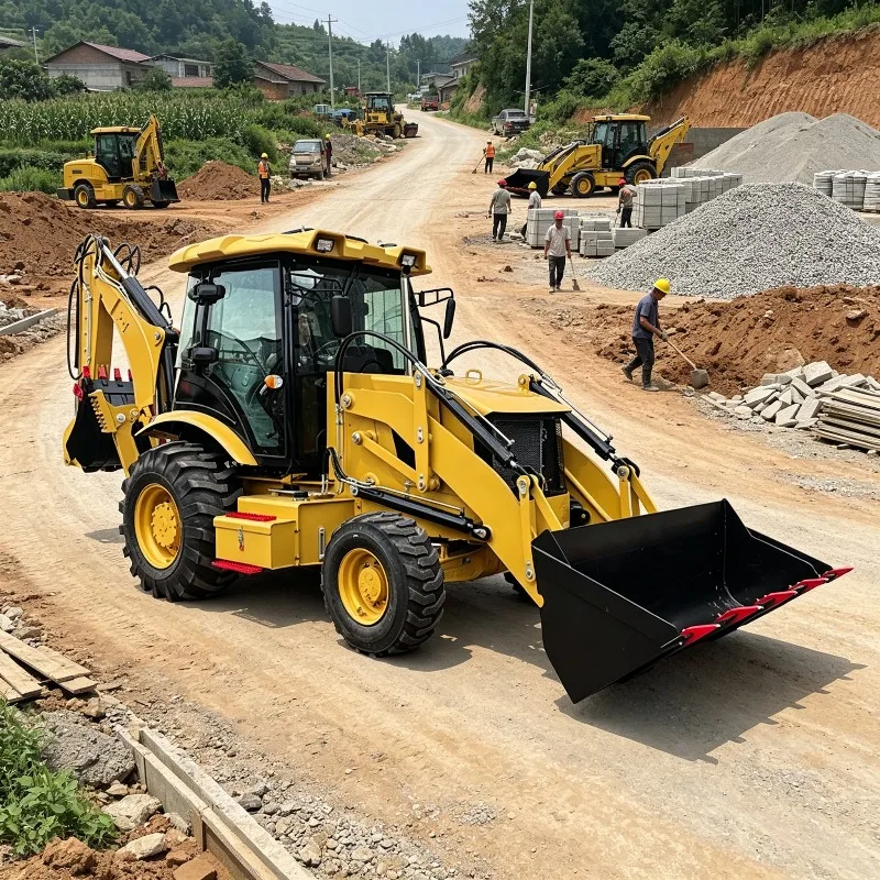 Compact Flexible All Terrain Backhoe Loader Narrow Space Operation for Small Urban Utility Construction Site Works Customized