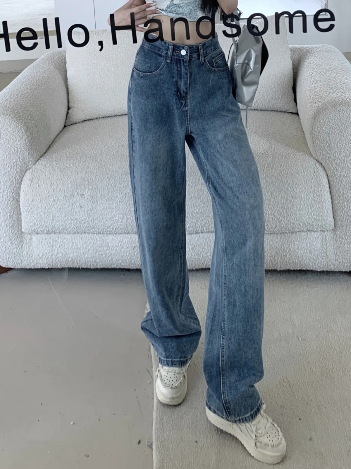 ZHISILAO Vintage Classic Blue Straight Jeans Women Loose High Waist Denim Pants Streetwear 2023