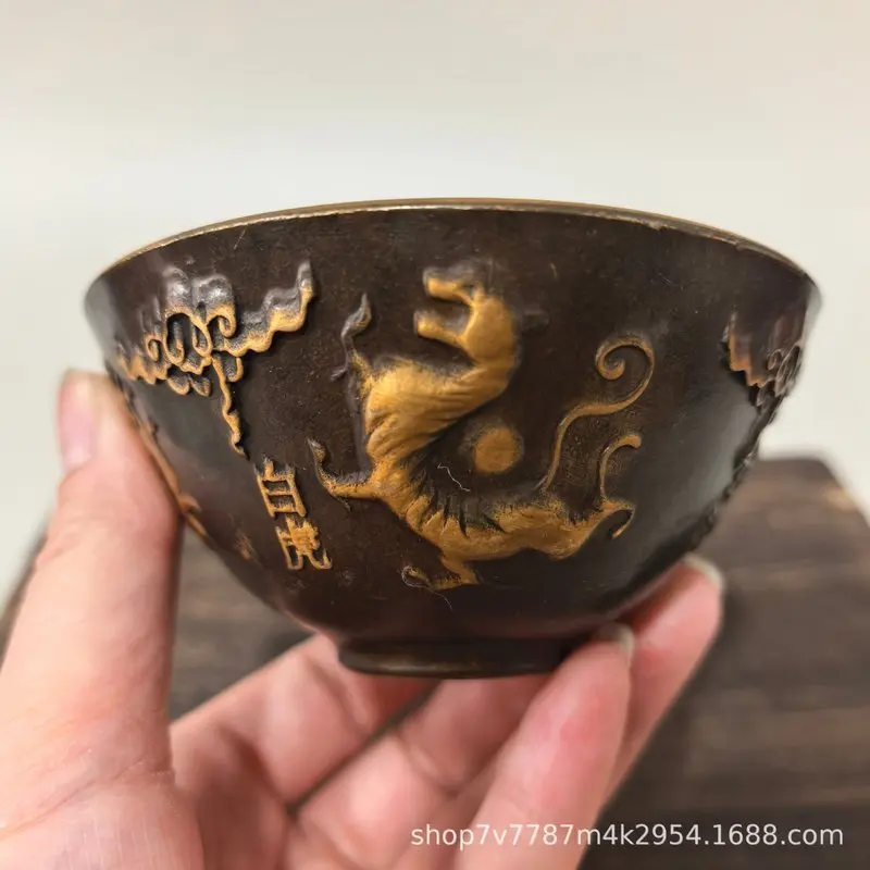 Brass Craft Four Divine Beasts Bowl Home Living Room Decorative Ornament