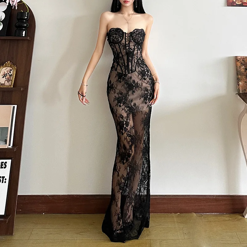 

Wind 2024 Autumn New Women's Solid Color Slim Fit Strapless Vest Fashionable High Waisted Skirt Set