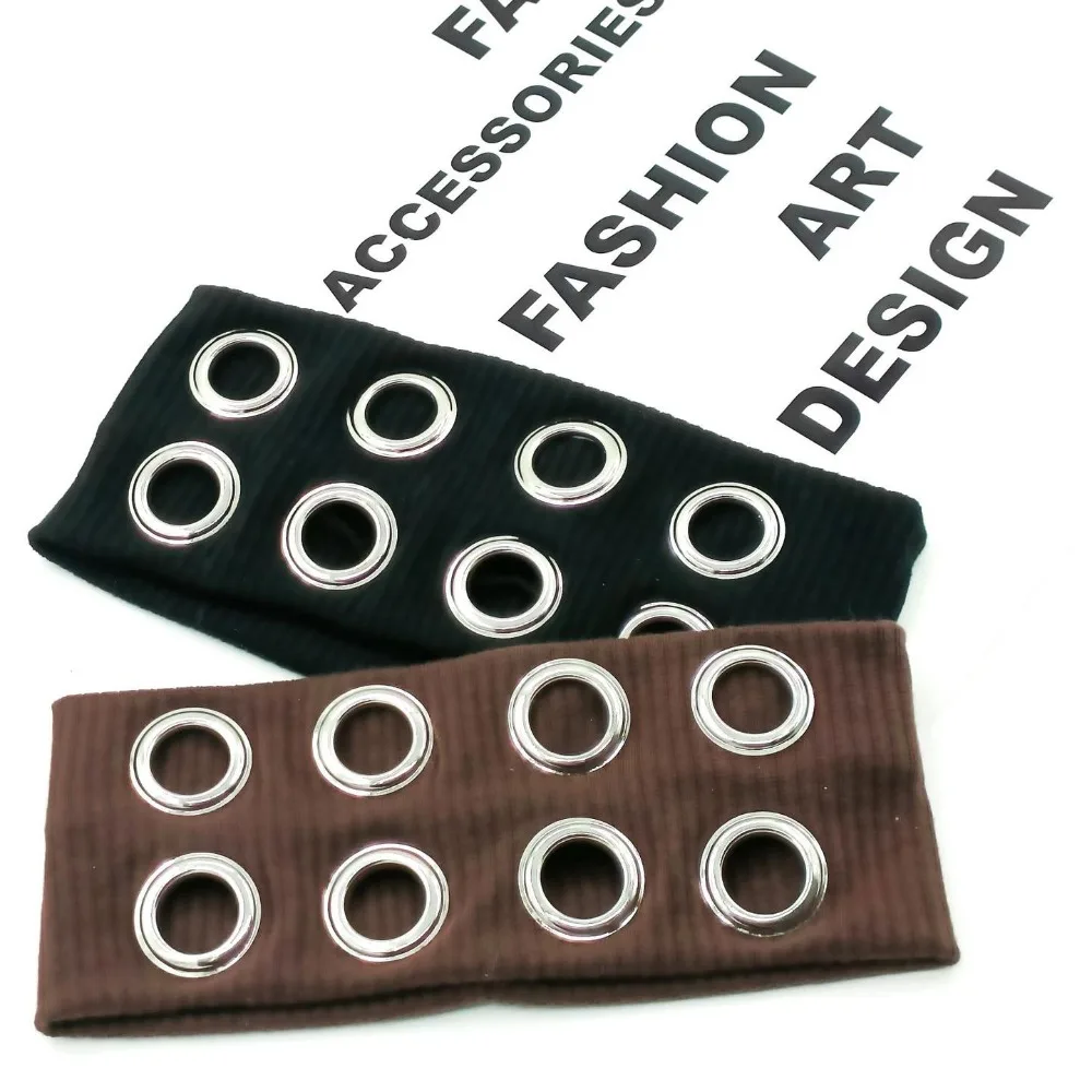 

Stretchy Punk Headwrap with Eyelets Metal Steampunk Hollowed Out Eyelets Headband Snake Print Rock Grunge Style Headbands