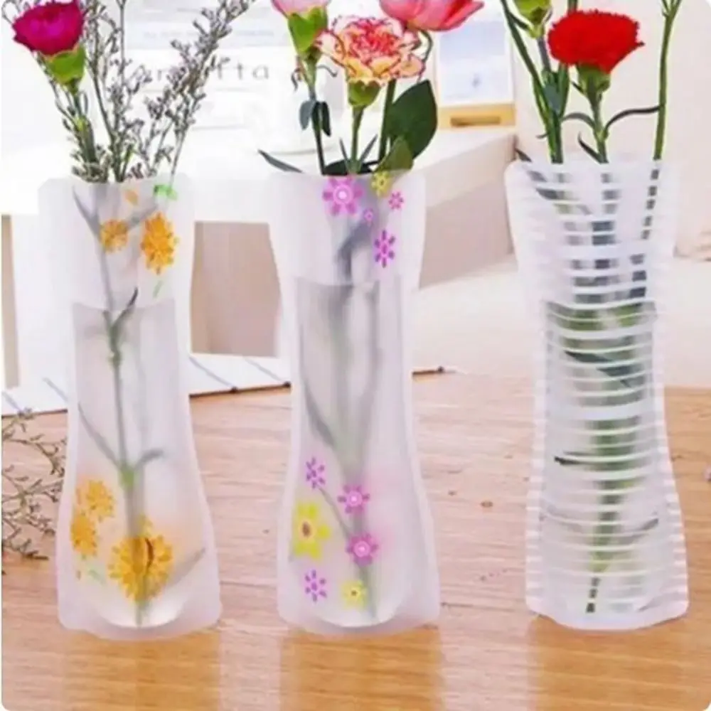 Durable Foldable PVC Folding Vase Easy to Store Reusable Cartoon Flower Vase Cute Simple Flower Vase Living Room