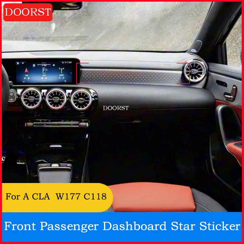 For Mercedes Benz A CLA Class W177 C118 Car Co pilot dashboard Decoration Sequins Starry Sky Net Trim Modification Accessories