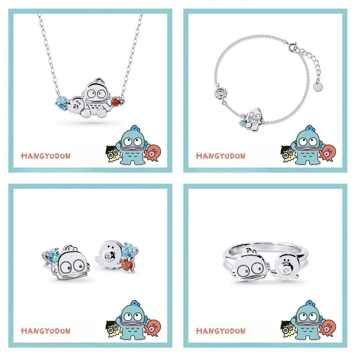 

Sanrio Kuromi Cinnamoroll Joint Hangyodon Series кольцо-браслет и ожерелье, цепочка-клоун в виде рыбы, аксессуары в стиле аниме