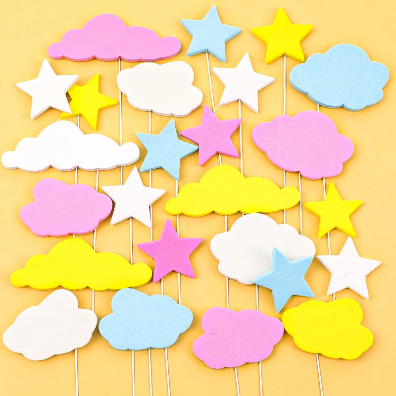 

EVA Stereo Cloud Card Moon Five-Pointed Star Baking Cake Decoration Happy Birthday Party Tools Wedding DIY Cute Girl Supplies