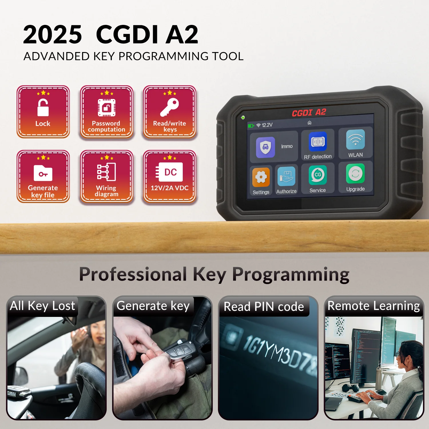 CGDI A2 Wireless IMMO Key Programmer New Frequency Detection For Mazda CX-30 For Toyota 8A 4A For Honda 2021+ CAN FD Diagnostic - Image 3