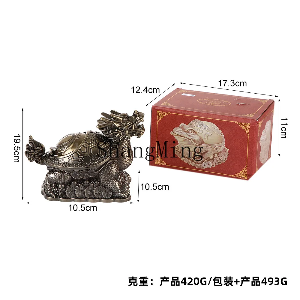 

PYH dragon turtle ashtray ornament retro living room desktop decoration ashtray creative light luxury metal ashtray ornament