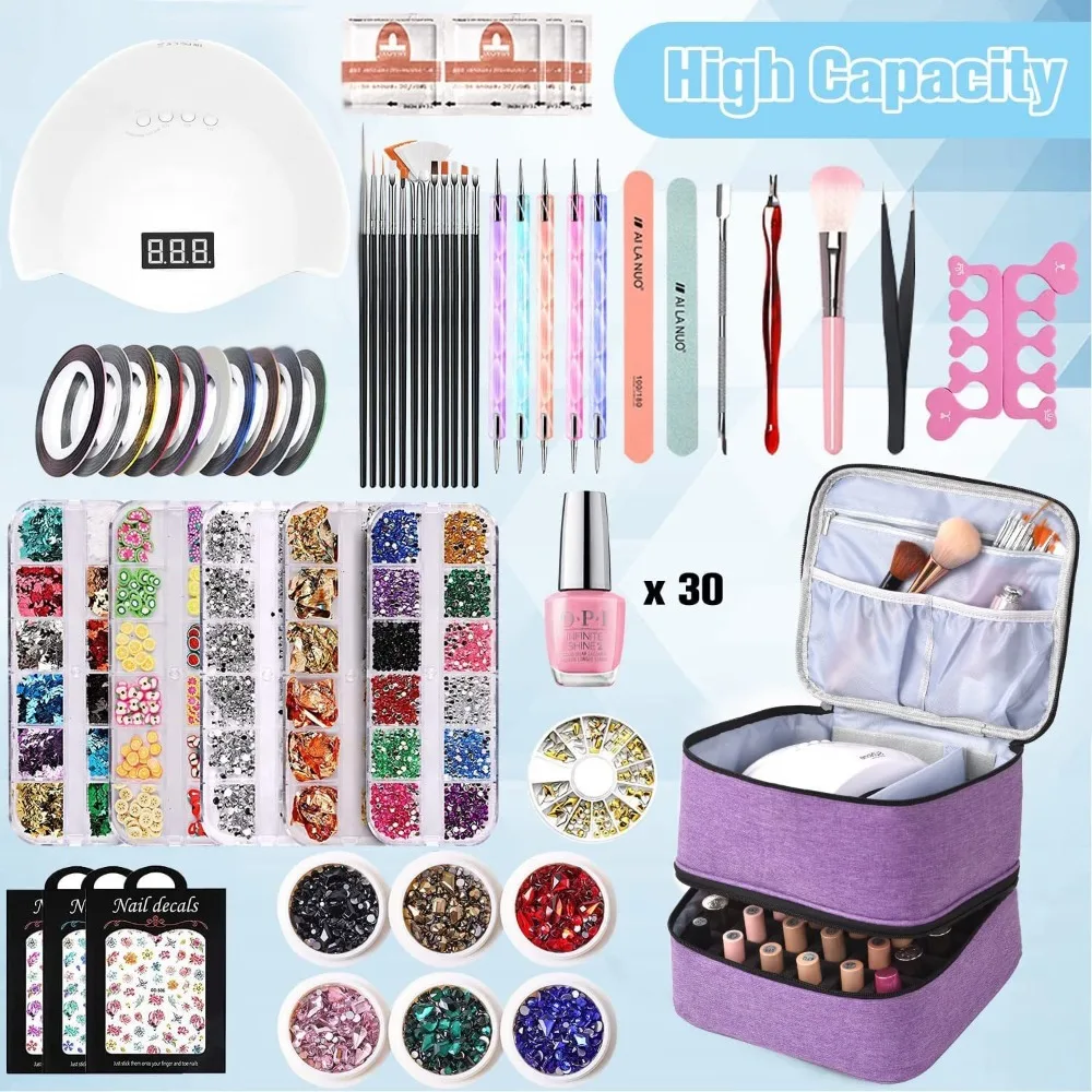 

Fashion Portable Nail Polish Storage Bag Double Layer 30 Compartment Manicure Bag with Handle Cosmetic Cases