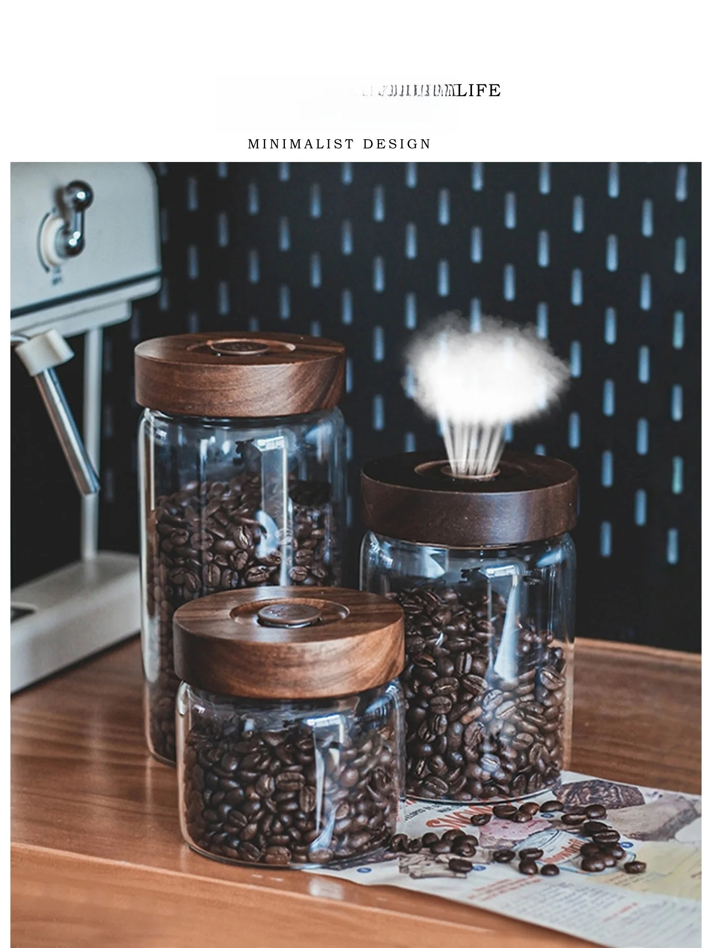 tlife-glass-sealed-storage-jar-single-way-valve-coffee-bean-container-wood-cover-kitchen-storage-canister-simple-japanese-style