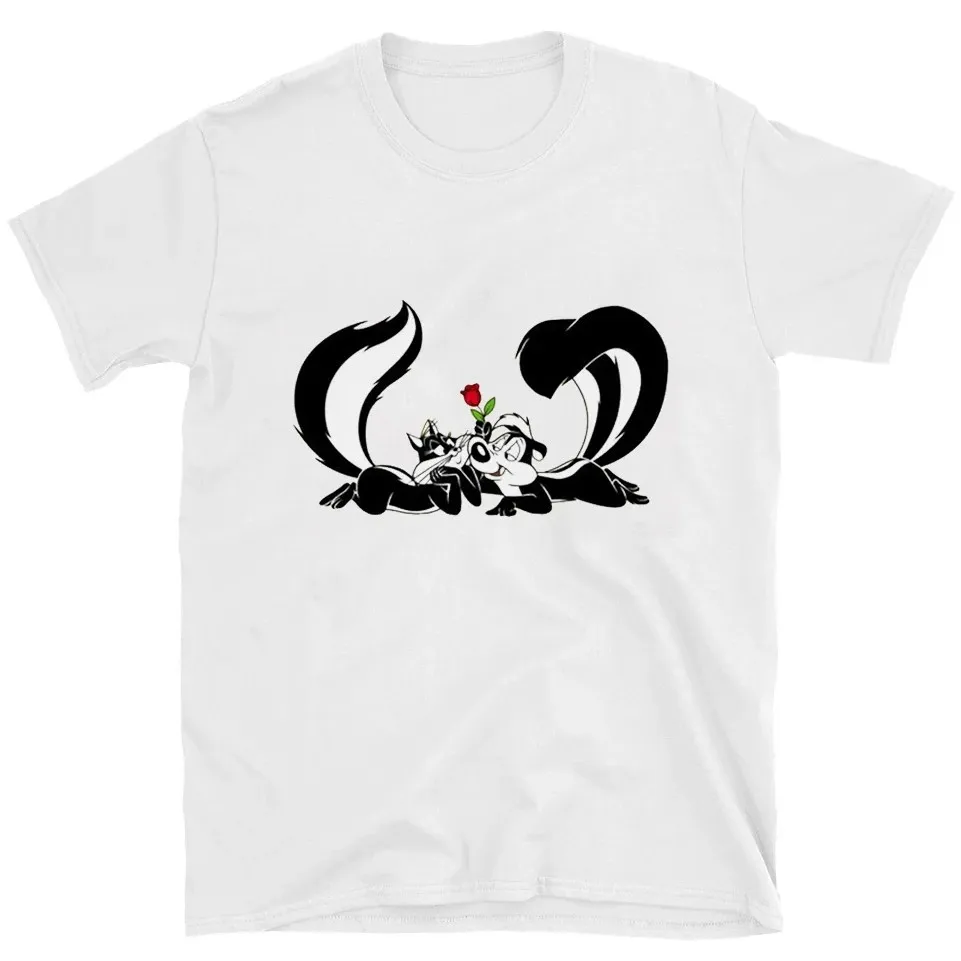Camiseta gráfica Pepe Le Pew Penelope Skunk Love Rose, camiseta de manga corta de algodón unisex