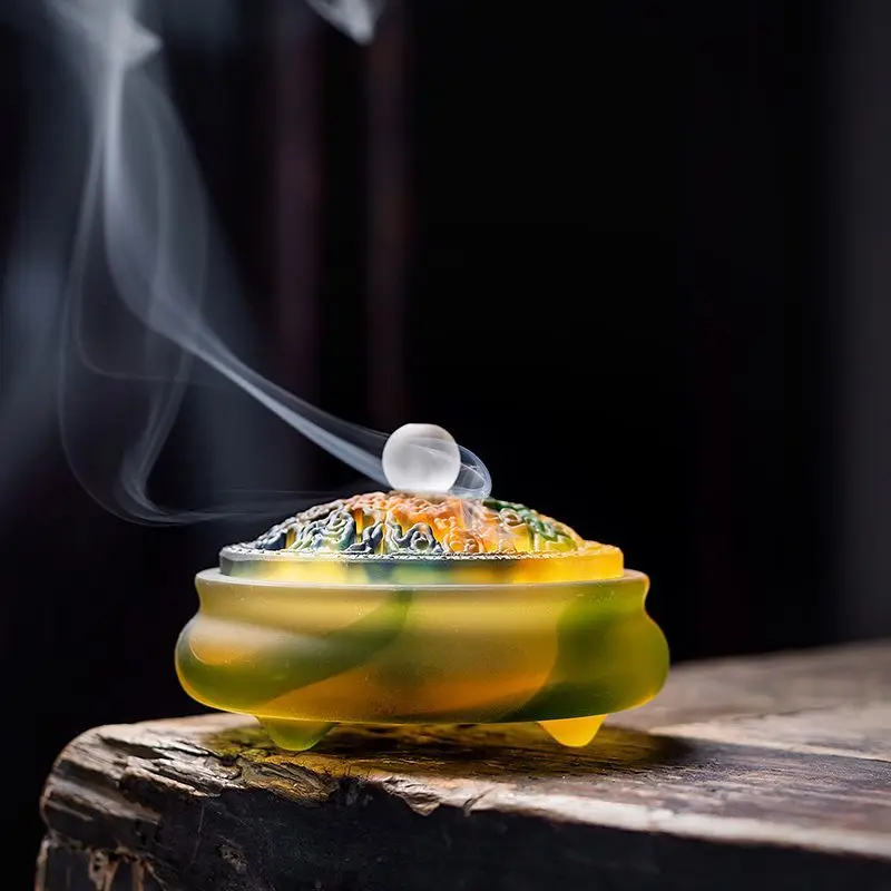 

Glass Incense Burner Three-legged Glass Home Creative Incense Burner Decoration Antique Buddha Incense Burner