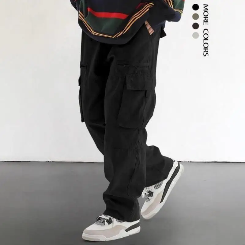 

Men's Casual Trousers Dstring Waist Flat Pattern High Waist Straight Leg Casual Pants ex Winter Faion C2205