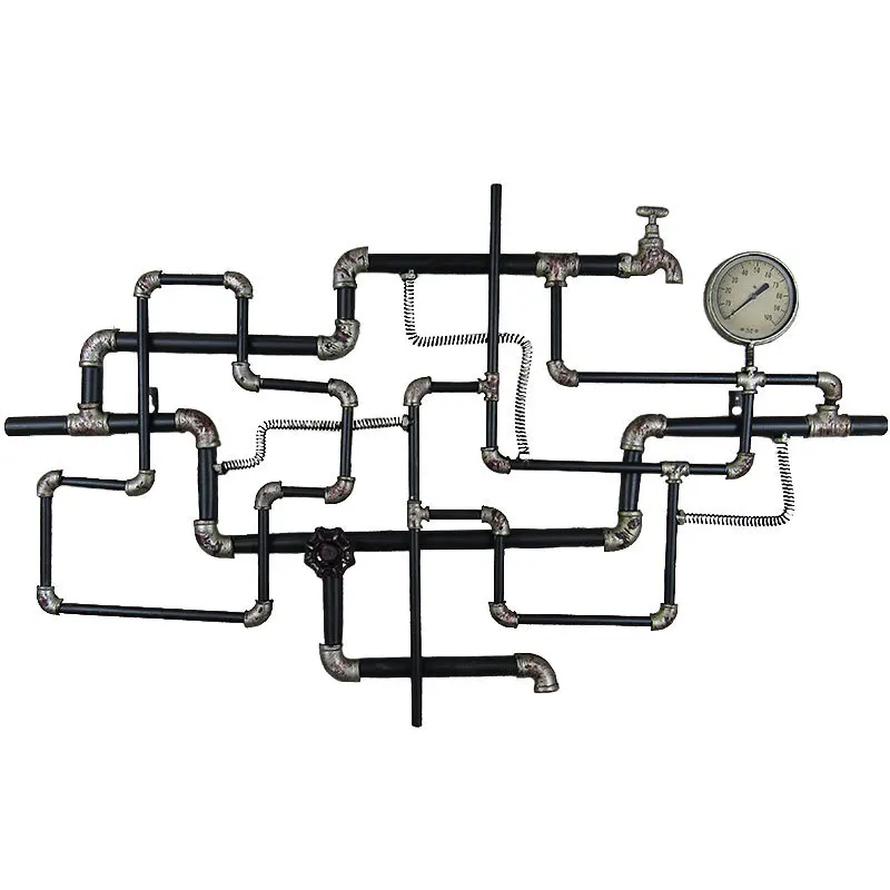 Industrial style retro loft Feng Shui pipe wall decoration personalized bar shop wall hanging wrought iron wall