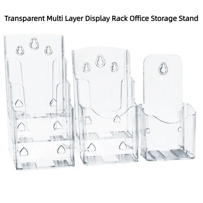 A6 1/2/3Layers Brochure Holder Clear Flyer Menu Paper Card Stand Display Rack Card Storage view 2