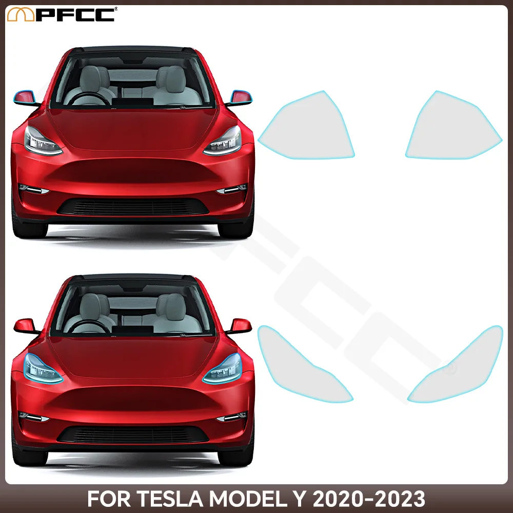 

Car Headlight Protective Film TPU Clear For Tesla Model Y 2020 2021 2022 2023 Pre-cut PPF Rearview Transparent Scratch Resistant
