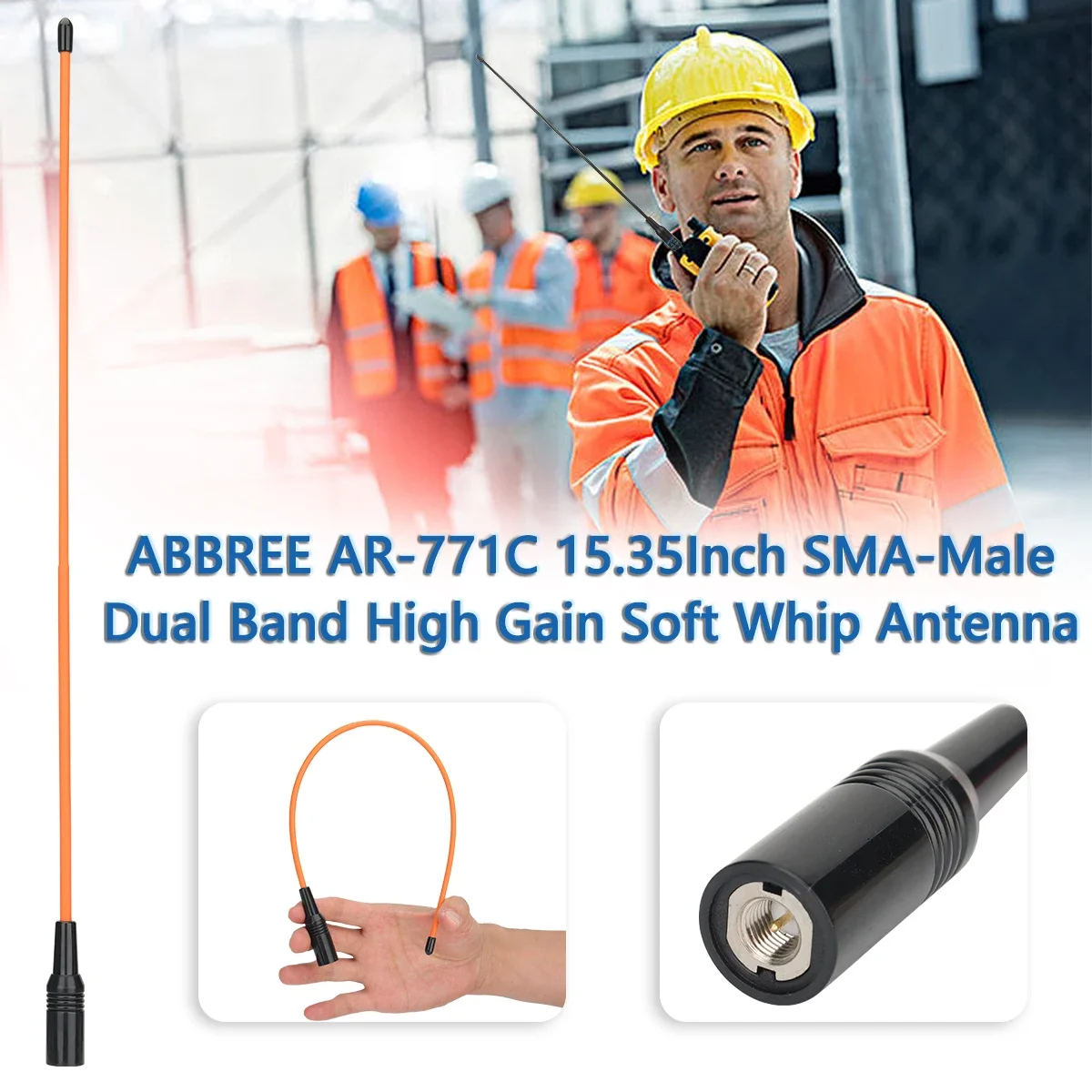 ABBREE-walkie-talkie piezas, antena Flexible de doble banda de alta ganancia para Baofeng, AR-771C, UV-5R, UV-82 PRO, 144/430MHz, 1/2 UV-13