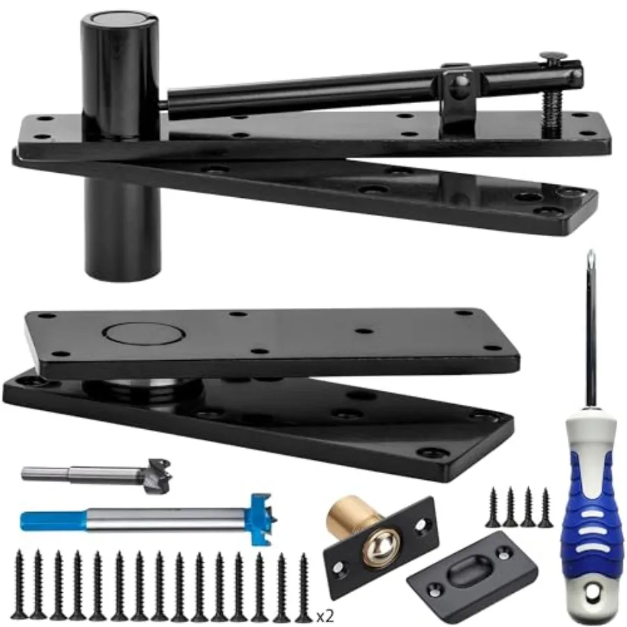 

Hidden Door Hinge, 870Lbs Load-Bearing Larger Thickened Solid Steel Structure - Heavy Duty 360° Swinging Pivot Hinge for Large