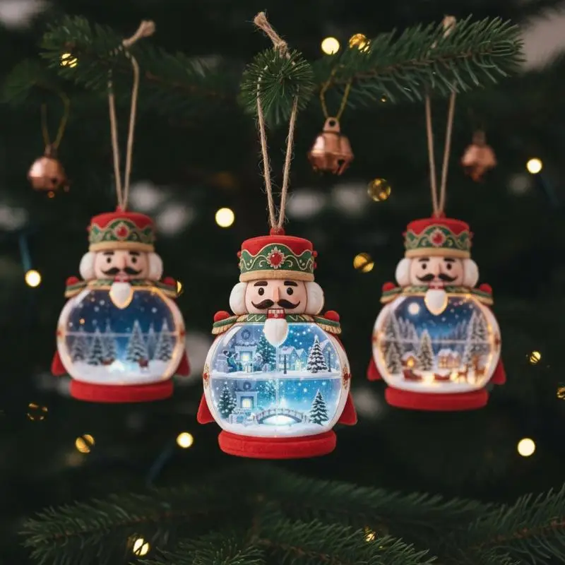 Set Of 10 Wooden Nutcracker-Themed Hanging Ornaments With Strings – Festive Holiday Tree & Party Decorations