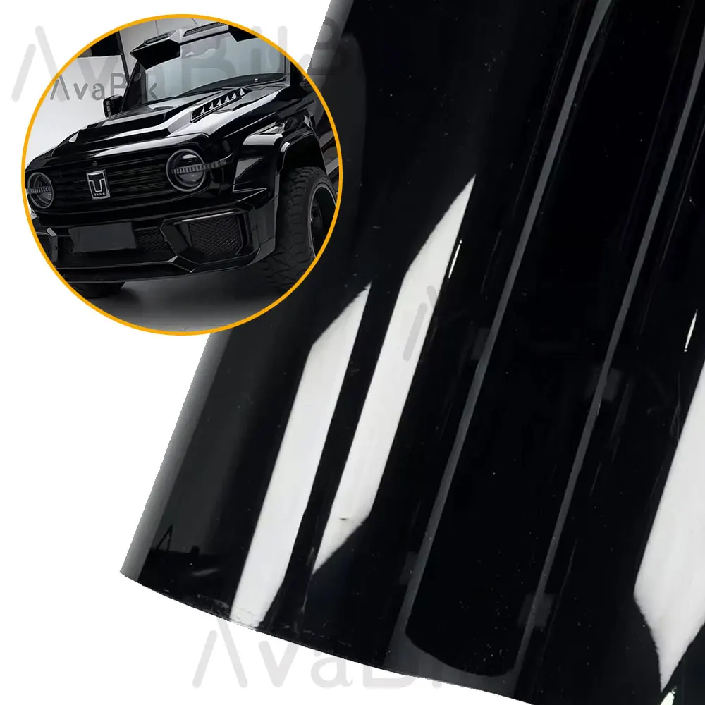 30/50cm Glossy Piano Black White Car Vinyl Wrap Film PET Auto Sticker Air Bubble Free Vehicle Interior Decoration Accessories view 2