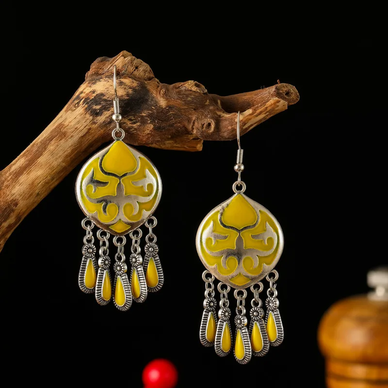 Neue ethnische Feuer Totem Ohrringe für Frauen kreatives Design kurzen Stil Emaille Vintage Wasser tropfen Ohrringe Party täglichen Schmuck – Detail 10