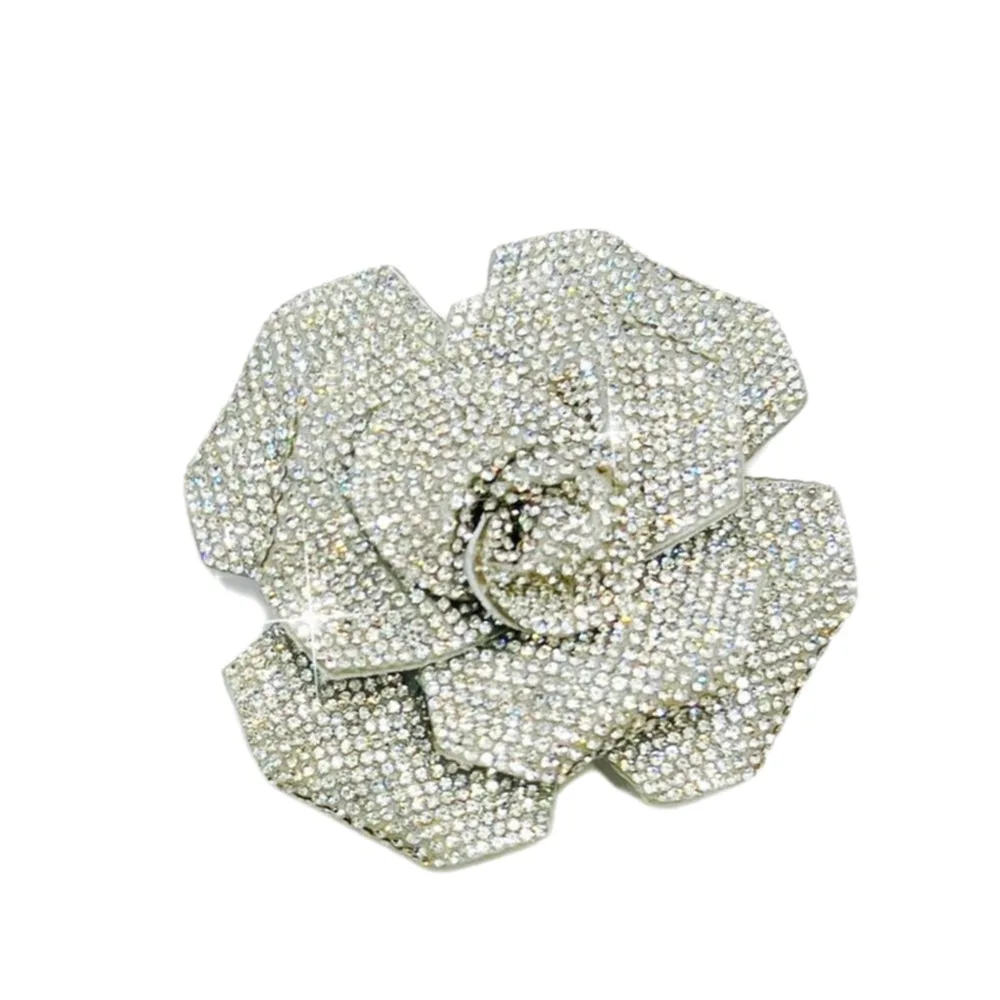 3D Rose Rhinestone Flower Patches DIY Craft Sparkling Flower Brooch Fabrics Embellishment Jewelry Accessories Sewing Supplies