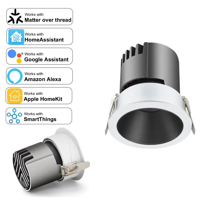Matter Thread Smart LED Downlight CRI98 Spot Light Ceiling Recessed Lamp Compatible with Alexa HomeKit Home Assistant
