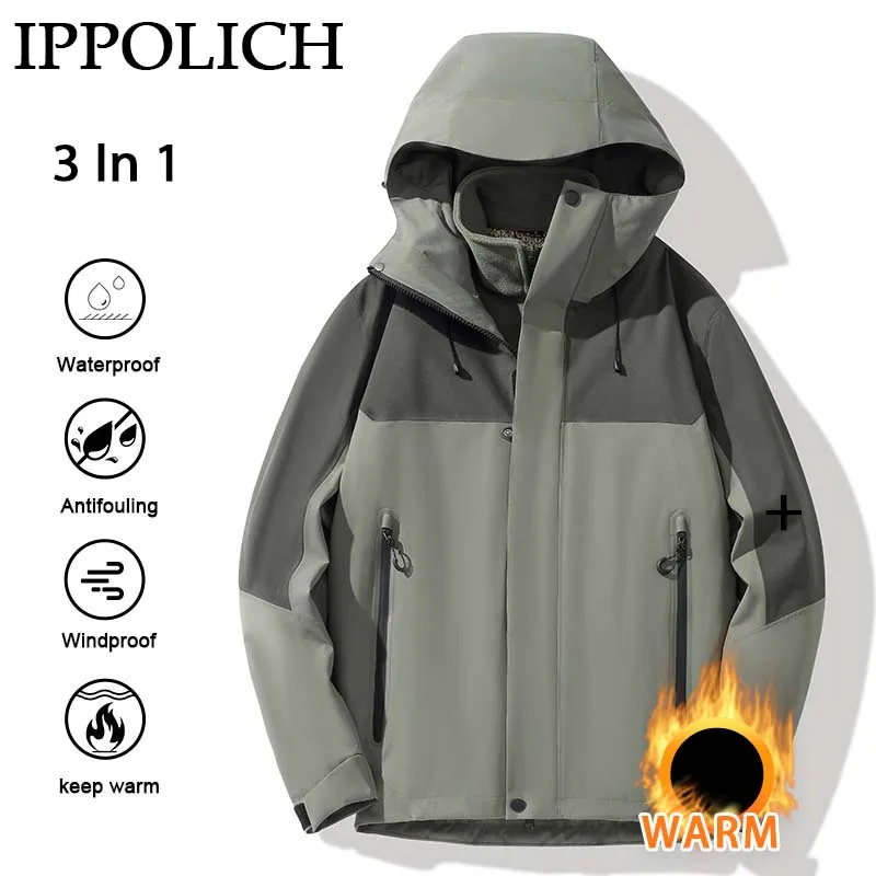 

Hiking Jacket Men Waterproof Women 3 In 1 Warm Windproof Coats Winter Mountaineering Ski Outdoor Camping Jackets Fleece Ski Coat