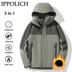 Hiking Jacket Men Waterproof Women 3 In 1 Warm Windproof Coats Winter Mountaineering Ski Outdoor Camping Jackets Fleece Ski Coat