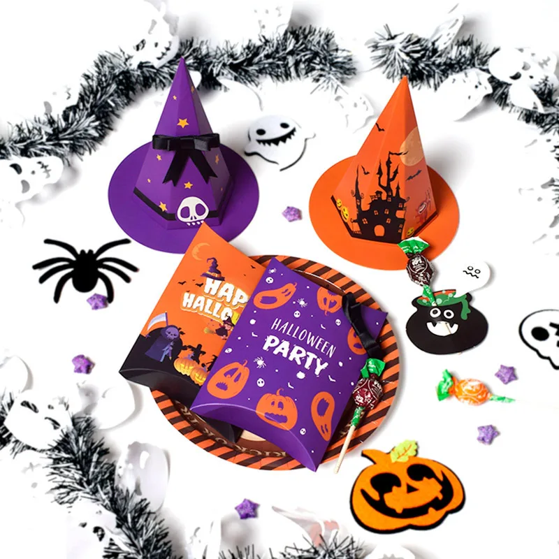 Processing Funny Halloween Cartoon Hat Candy Gift Box in Stock Packaging Colorful Packing Box Gift Box Box