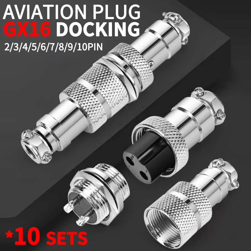 

10Set GX16 2 3 4 5 6 7 8 9 10 Pin Male&Female Docking Aviator Aviation Plug Socket Circular Connector