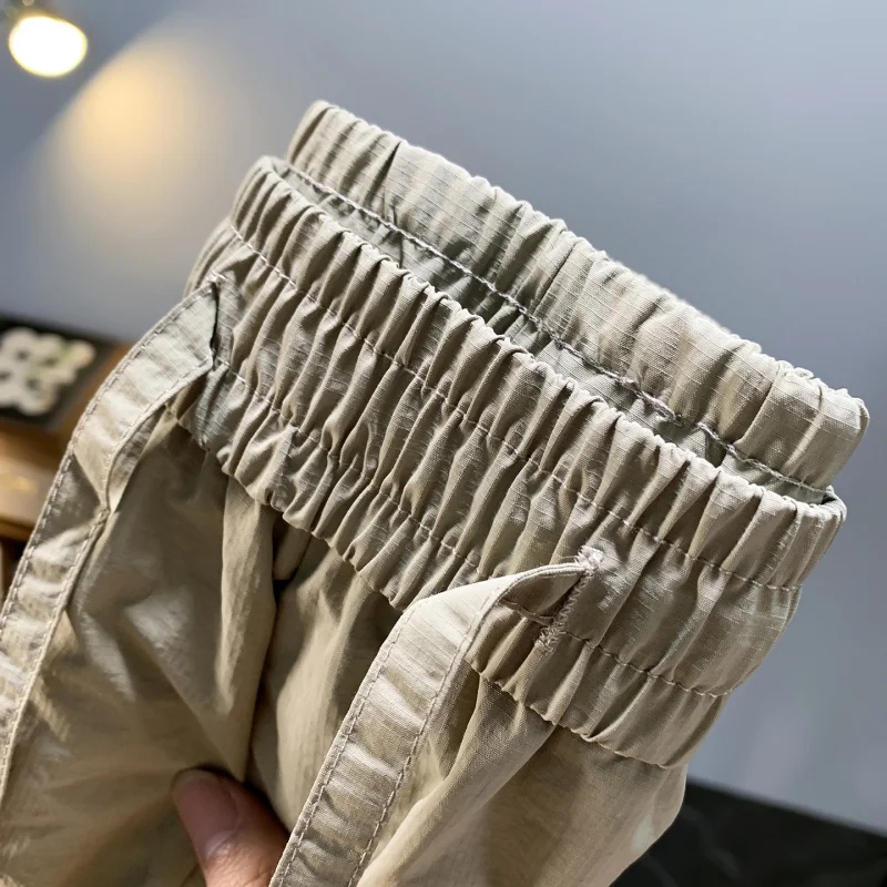 Летние тонкие мужские шорты для спецодежды, модные повседневные спортивные свободные крутые быстросохнущие брюки из ледяного шелка пяти четвертей