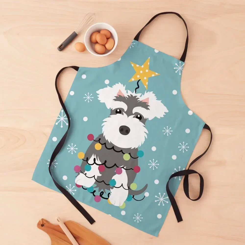 

Salt and Pepper Miniature Schnauzer Christmas Tree Apron Kitchen Front Kitchen For Man Children'S Kitchenware Apron